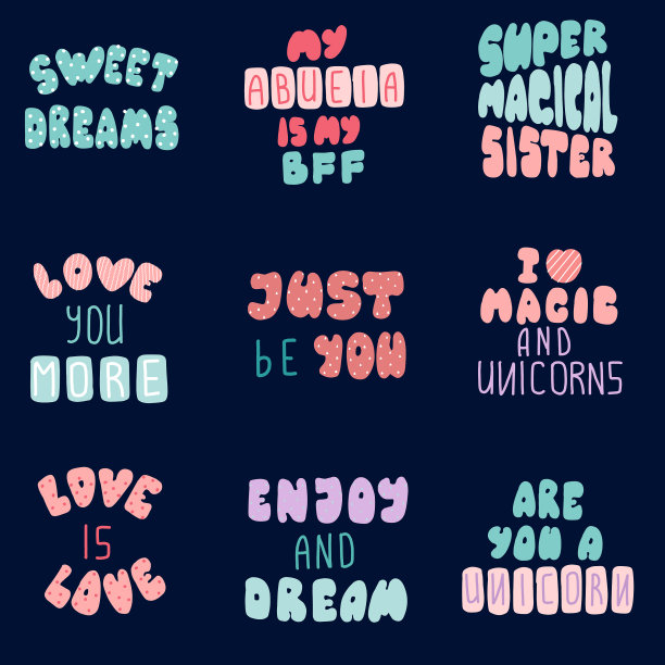 字体排版女孩覆盖集图片下载