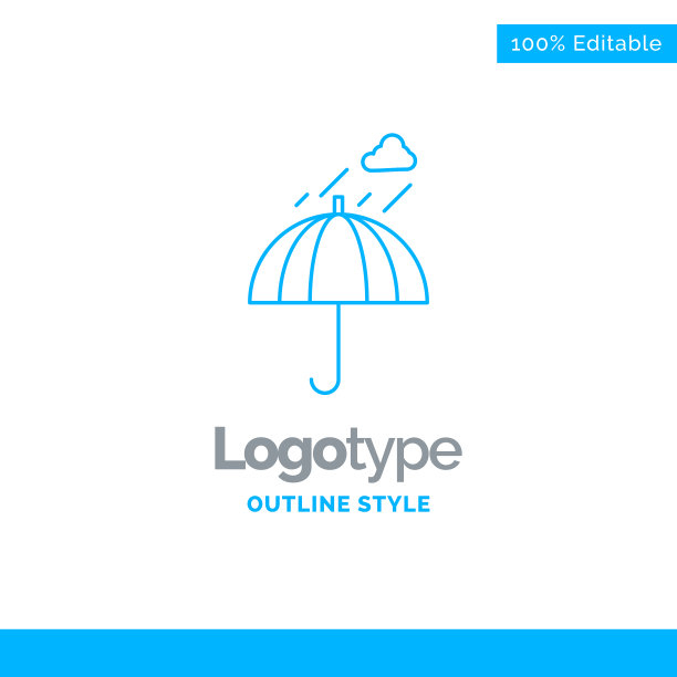 蓝色标志设计为雨伞露营防雨安全图片下载