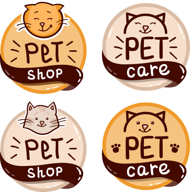 圆形标志设置与猫和文字宠物店图片下载