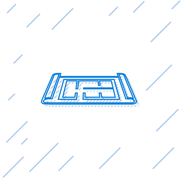 蓝线房屋平面图图标孤立在白色上图片下载