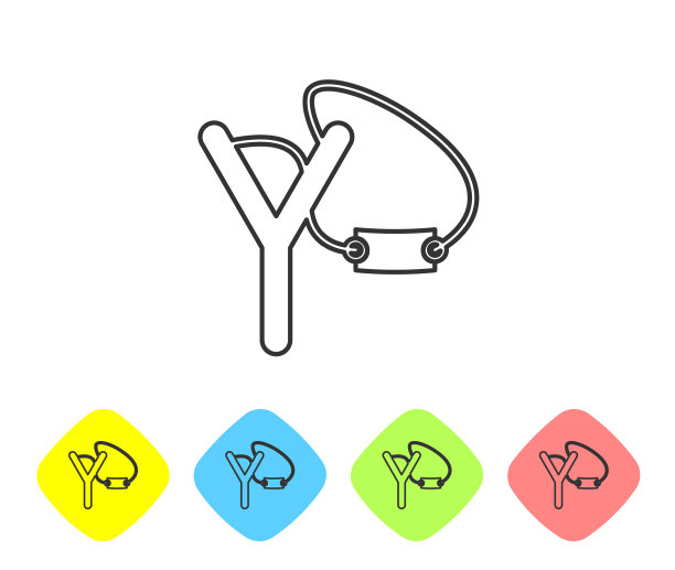 灰色线弹弓图标孤立在白色图片下载