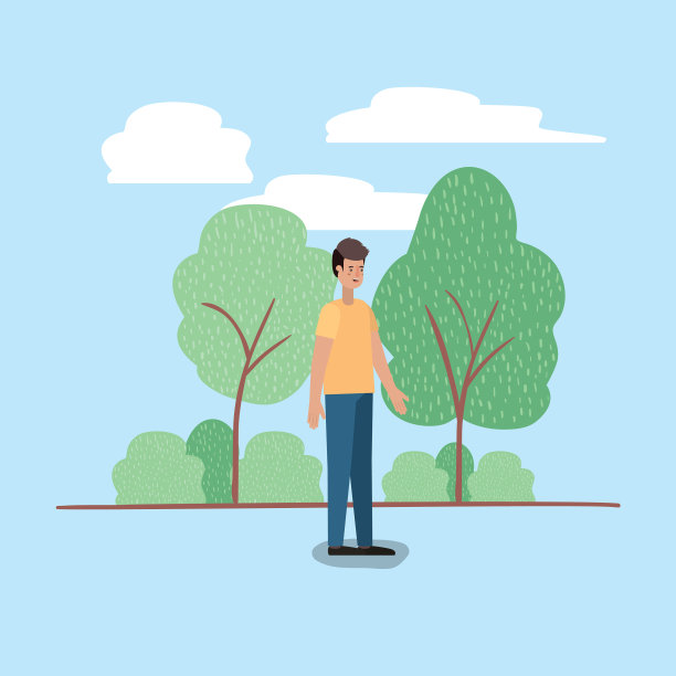 在公园里散步的年轻人图片下载