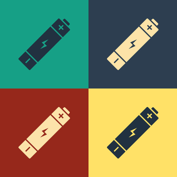 彩色电池图标隔离在彩色背景图片下载