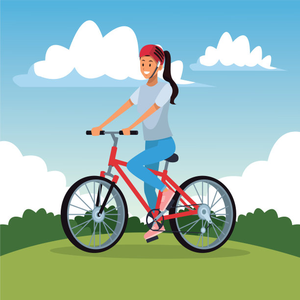 女人与自行车图片下载