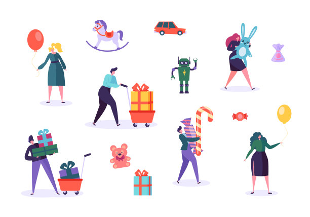 玩具礼品盒人物设定人抱熊机器人图片下载