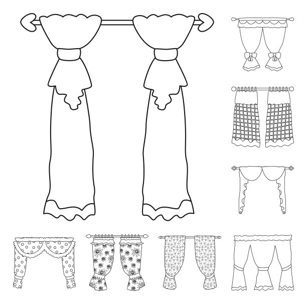 隔离对象织物和装饰图标集图片下载
