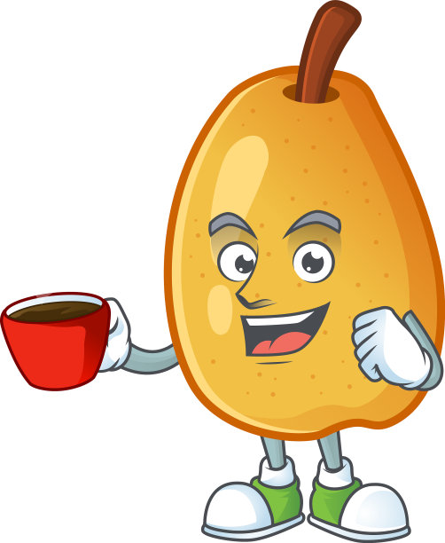 在杯子里喝着甜香梨卡通上图片下载