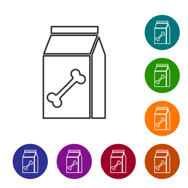 灰色袋食品宠物线图标隔离图片下载