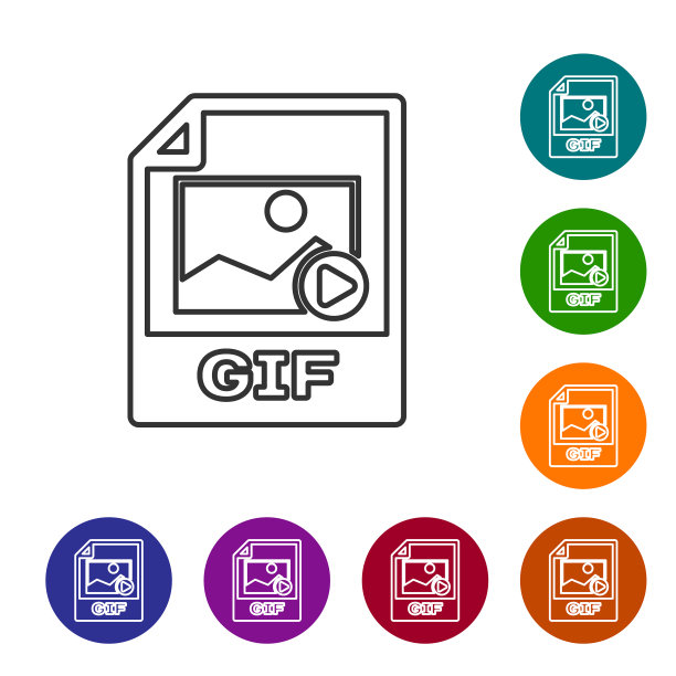 灰色GIF文件文件图标下载GIF按钮图片下载