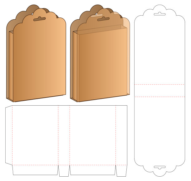 盒包装模切模板设计三维模型图片下载