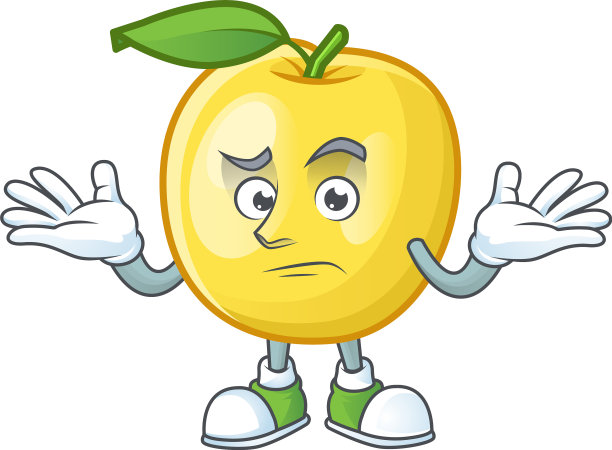 笑嘻嘻笑的金苹果上的白色水果图片下载