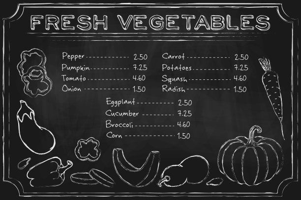 黑板报蔬菜，土板报菜单用图片下载