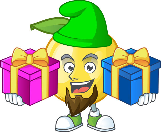 带两个金苹果形状的水果作为礼物图片下载