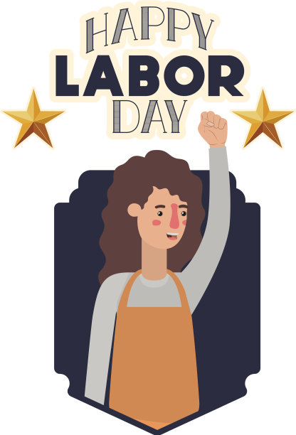 穿着围裙的年轻妇女庆祝劳动节图片下载