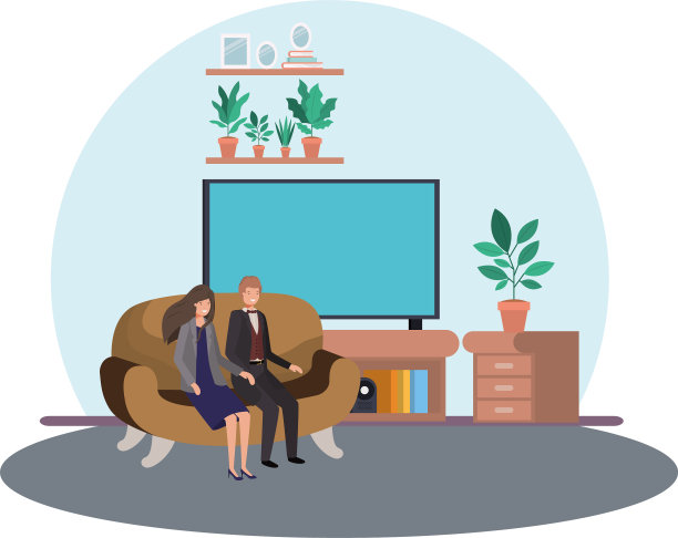 商务夫妻坐在客厅化身图片下载