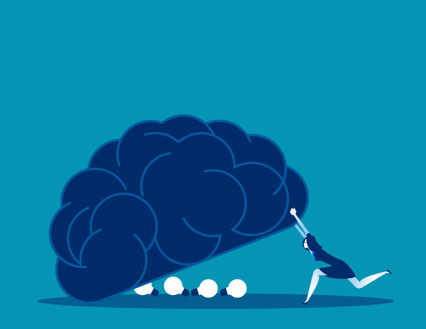 思想女人在大脑概念下找到灯泡图片下载