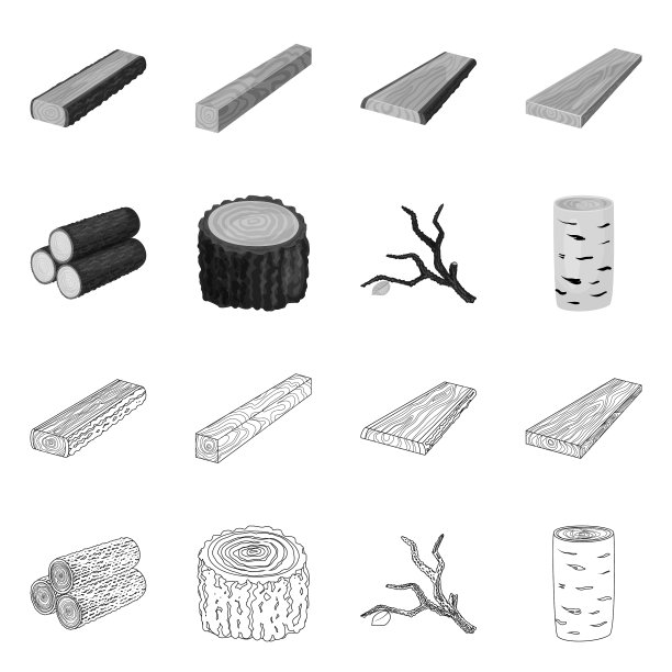 孤立的对象树和原始的图标集树图片下载