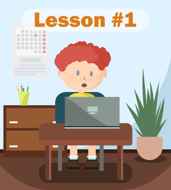 惊讶的男孩在网上用笔记本电脑阅读图片下载