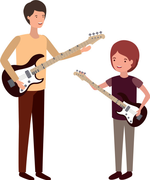 带着儿子和电吉他化身的男人图片下载