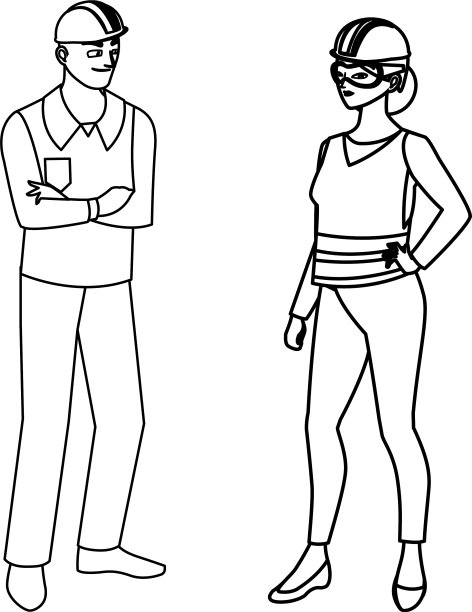 一对建设者，建设者，工人角色图片下载