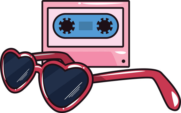 盒式太阳镜，白色的漫画波普艺术图片下载