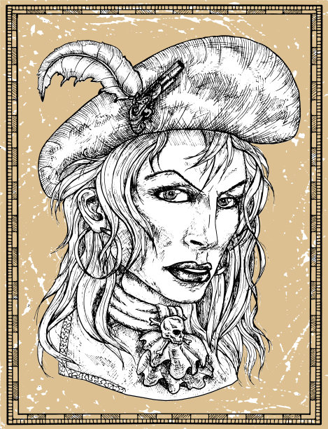 肖像美丽的海盗船长女人图片下载