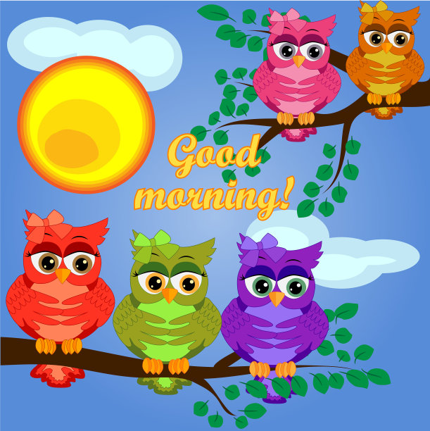 喝着咖啡的可爱猫头鹰坐在树上图片下载