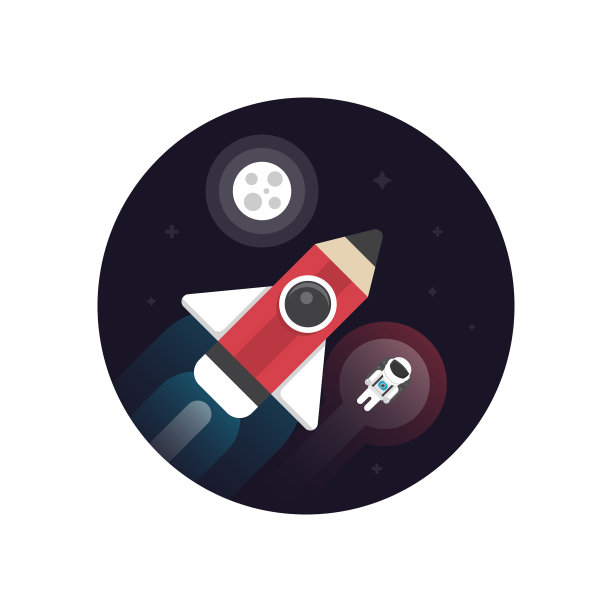 铅笔火箭与宇航员图片下载