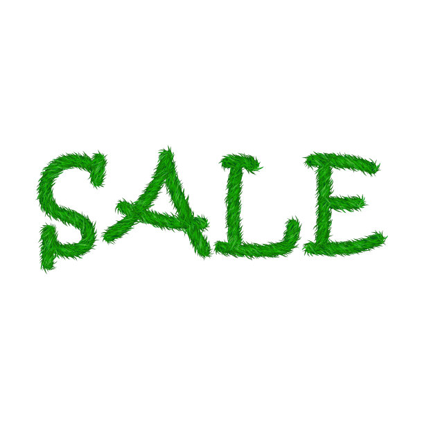 绿草如茵，文字孤立白底图片下载