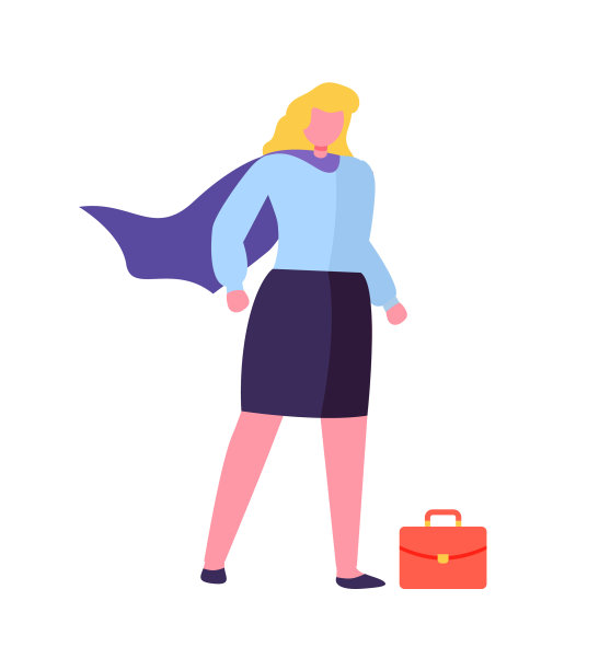 女人穿着超级英雄外套，红色公文包孤立图片下载