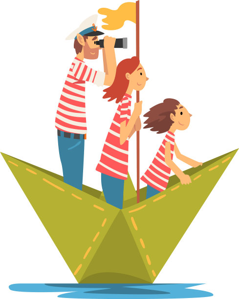 爸爸妈妈和他们的孩子穿着红白相间的衣服图片下载