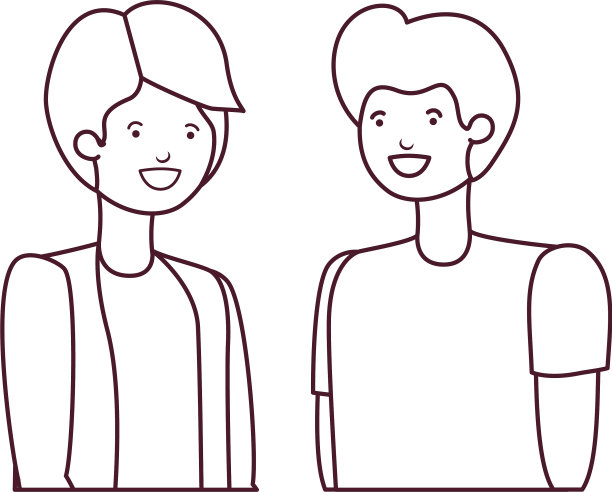 在白色背景中勾勒出年轻男子的轮廓图片下载