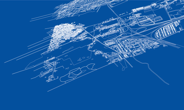 勾勒城市概念线框风格图片下载