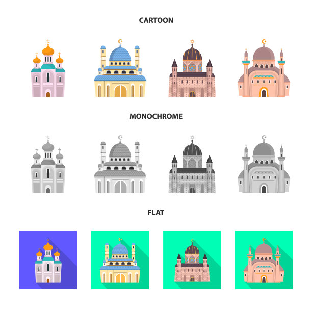 崇拜和寺庙符号设置图片下载