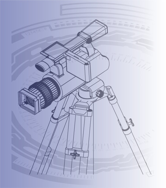 黑色相机与三脚架在一个蓝色图片下载