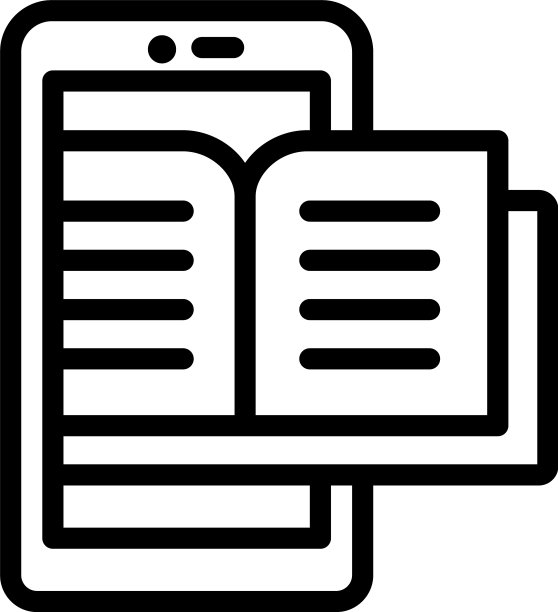 智能手机阅读书籍图标轮廓样式图片下载