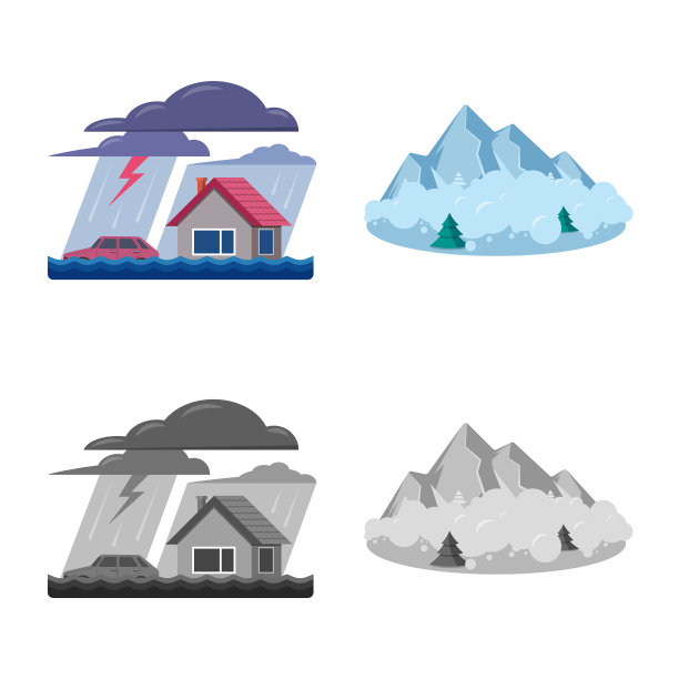 孤立对象自然灾害标志集图片下载