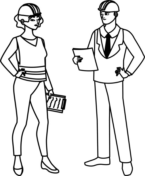 一对工程师，建筑工人的角色图片下载