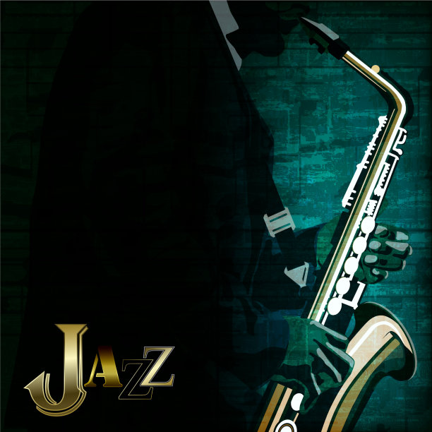 带有萨克斯管演奏者的抽象音乐图片下载
