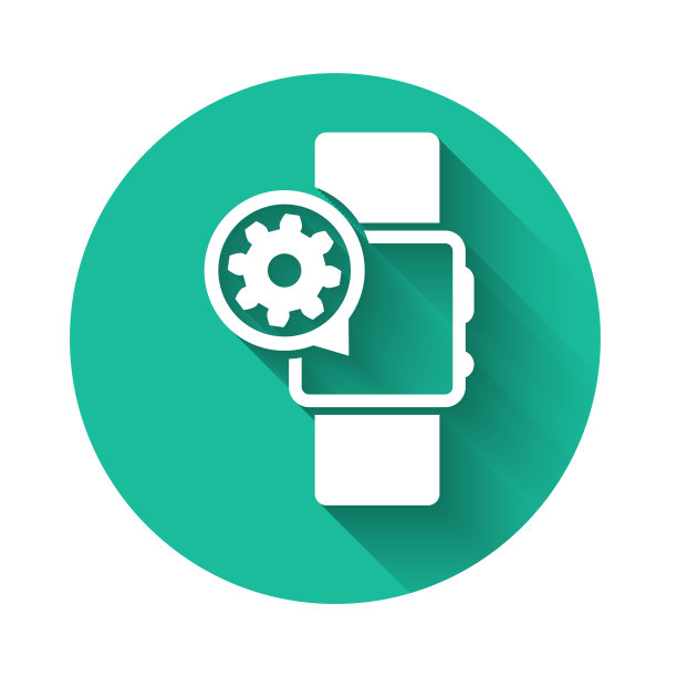 白色智能手表和齿轮图标隔离与长图片下载