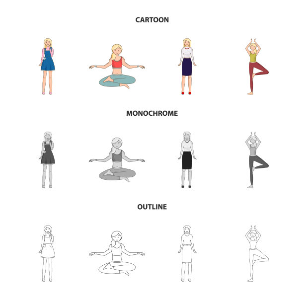 孤立物体姿态和情绪标志集图片下载