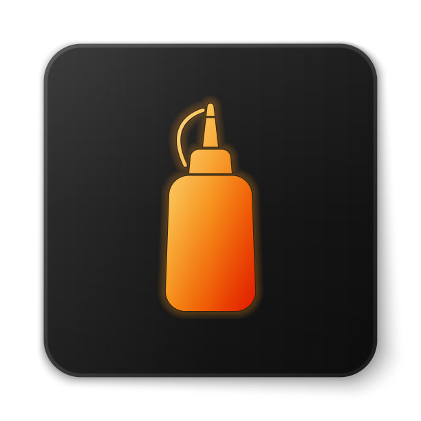橙色发光芥末瓶图标孤立图片下载