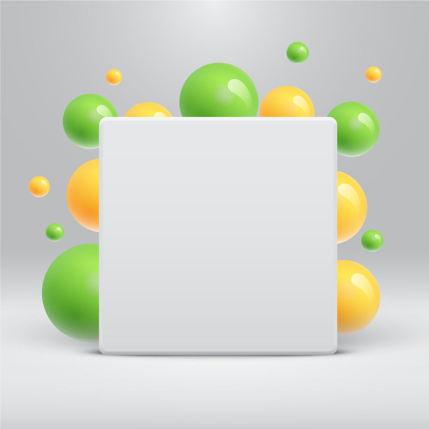 空白的白色模板与彩色球浮动图片下载