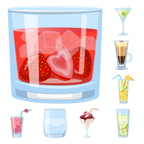 设计鸡尾酒和饮料标志套装图片下载