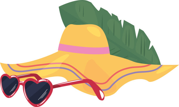 夏天你好太阳镜帽子叶图片下载