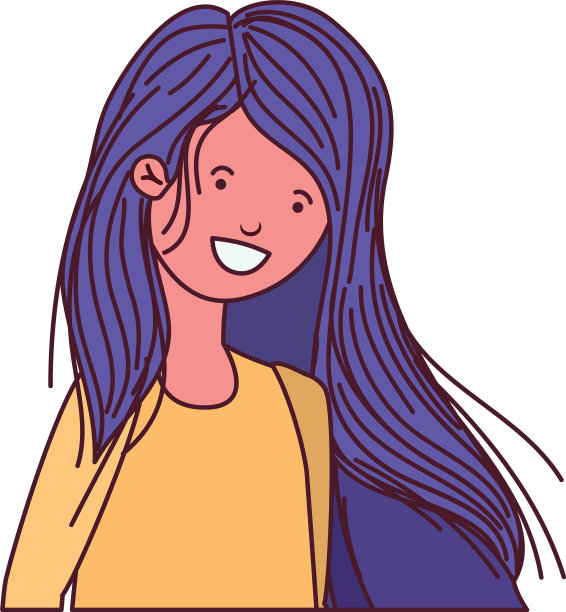 白色背景的年轻女子化身图片下载