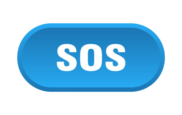 SOS按钮SOS圆形蓝色标志SOS图片下载