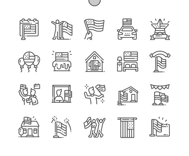 美国国旗日细线图标图片下载