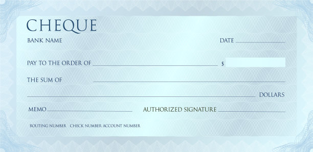 豪华银支票模板与复古图片下载