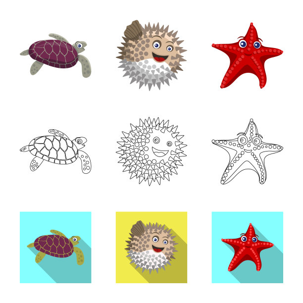 孤立对象海和动物符号集图片下载